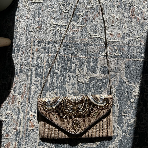 Lulu's Beaded Clutch - Brown and Gold - Picture 2 of 9